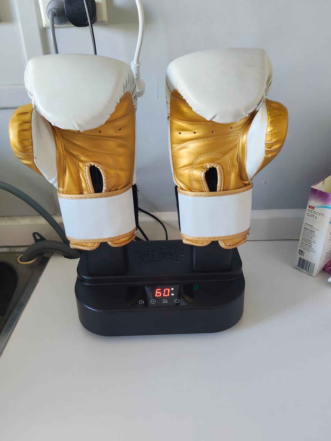 Customer photo review of The Glove Purifier V2 with Thermal Heating and O3-Enabled Active Technology Built for Preserving Boxing Gloves