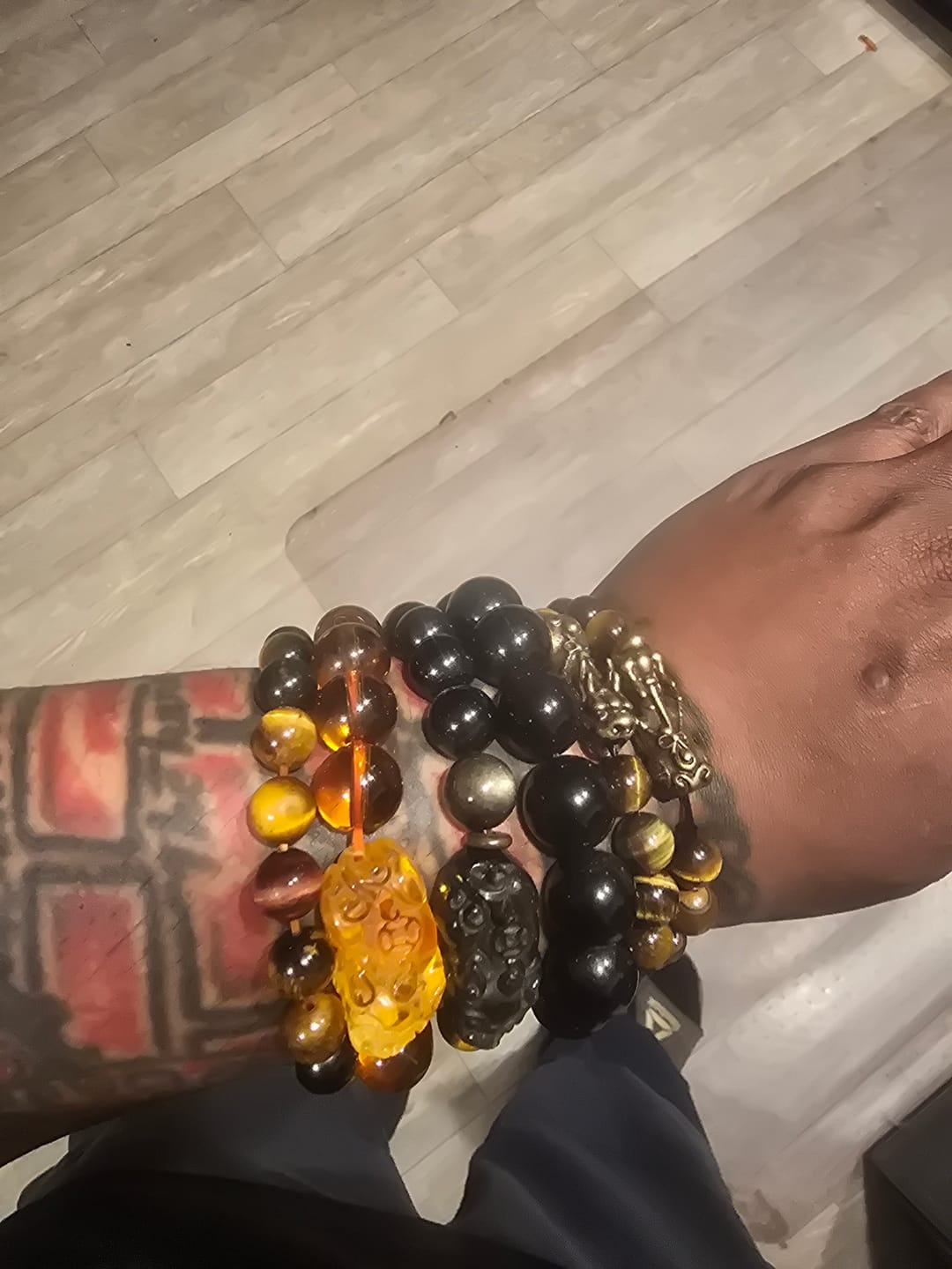Customer photo review of Natural Gold Obsidian Double Pi Yao Wealth Bracelet