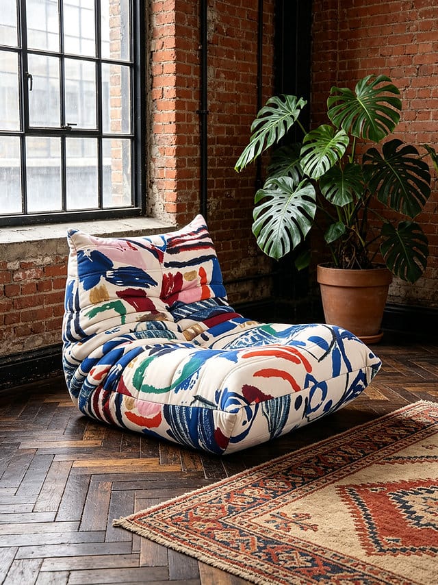 Customer photo review of Fauteuil Relax Graffiti en Tissu Suède
