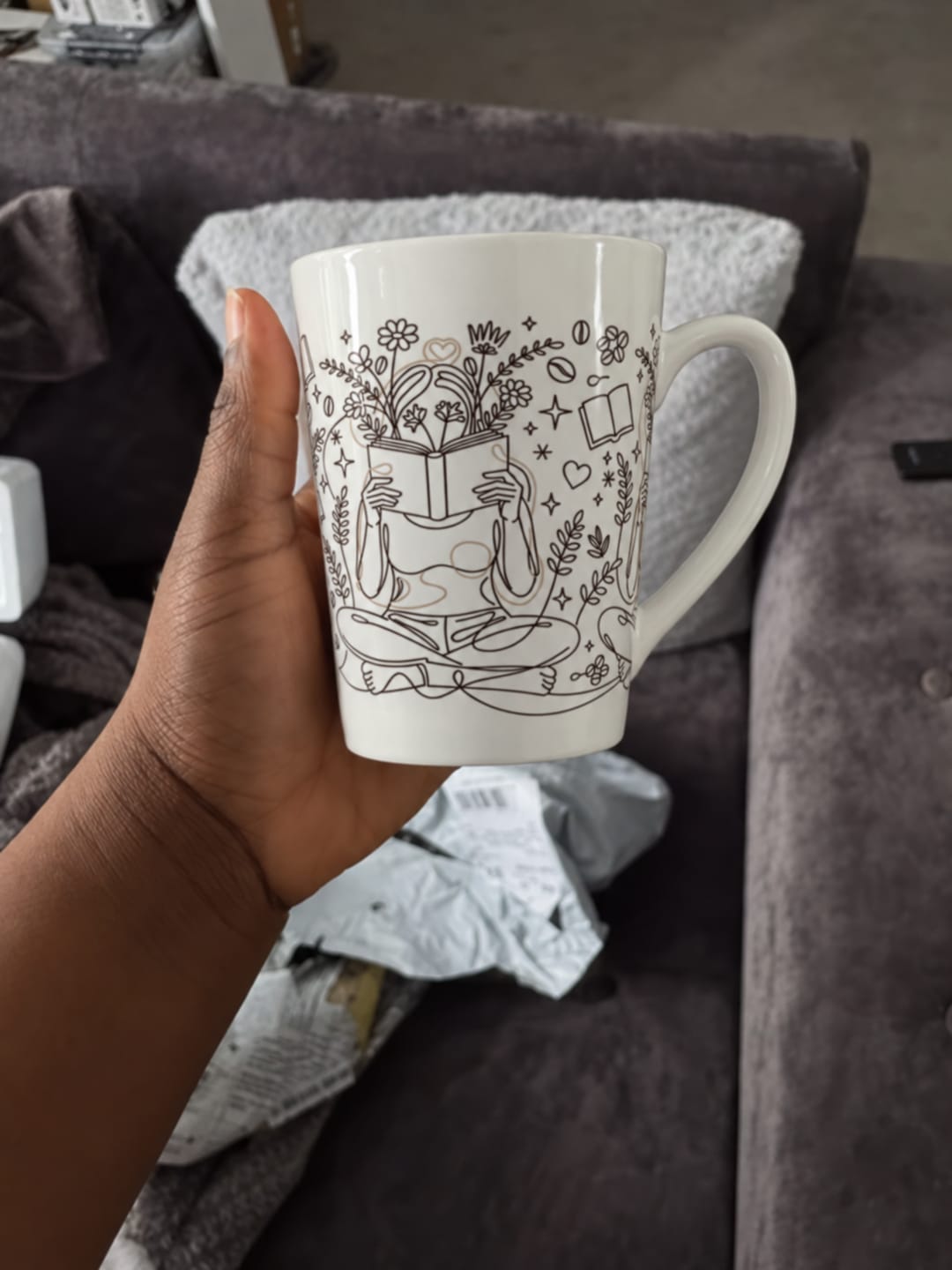 Customer photo review of Lost in the Pages Latte Mug