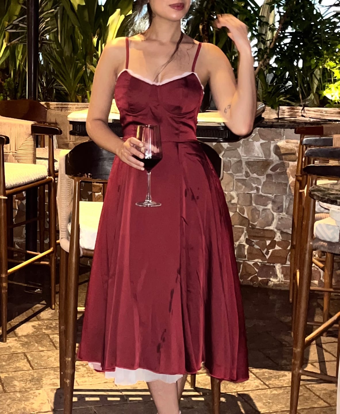 Customer photo review of Molly Midi Dress in maroon