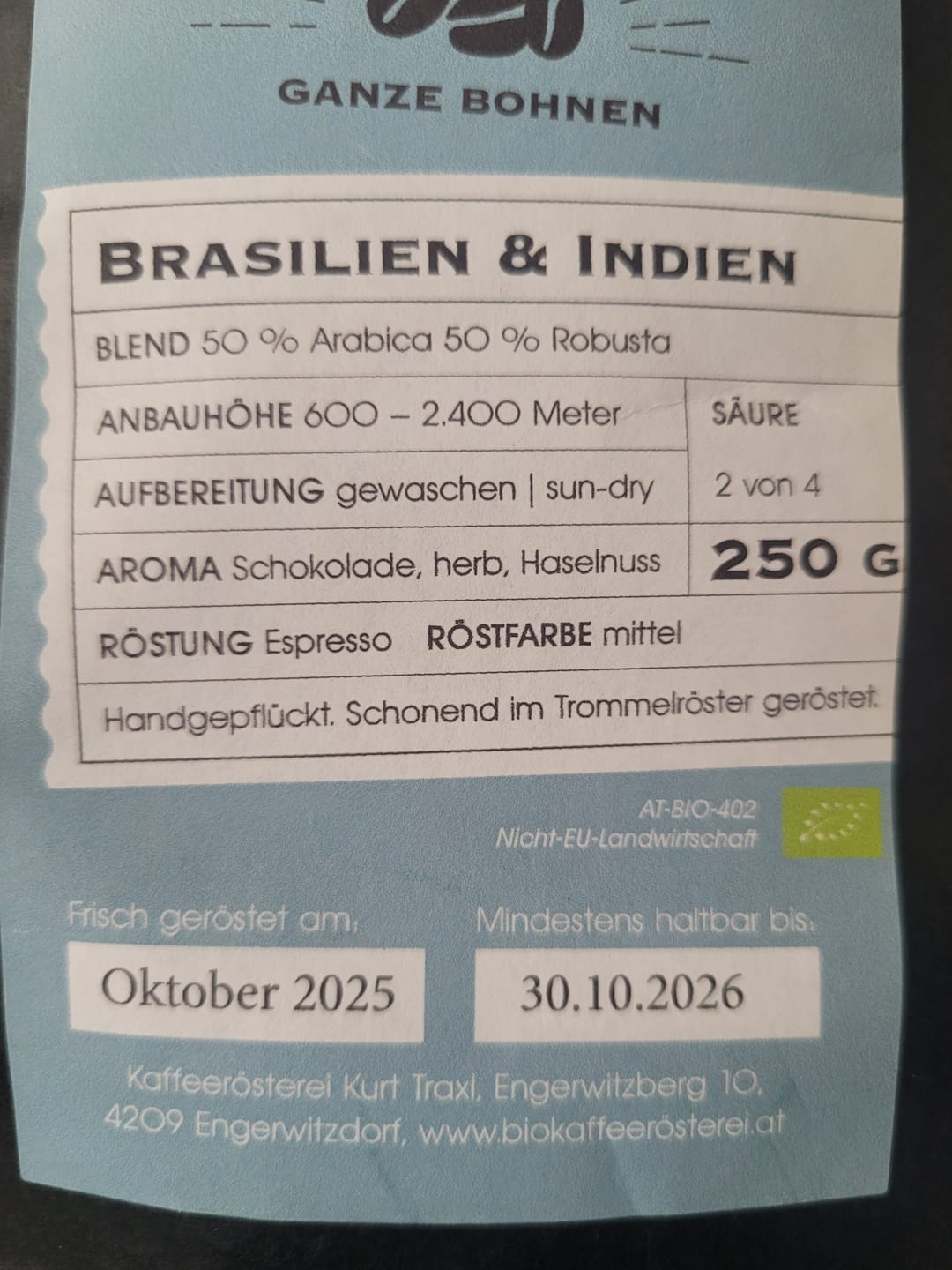 Customer photo review of Probierpackung Bio Kaffee Hausmischung