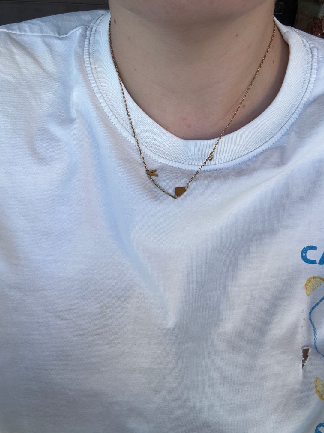 Customer photo review of The Original Initial Letter Solid Heart Necklace