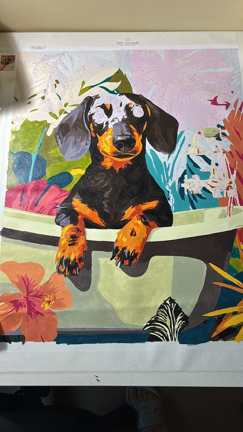Customer photo review of Tropical dachshund | Paint by Number