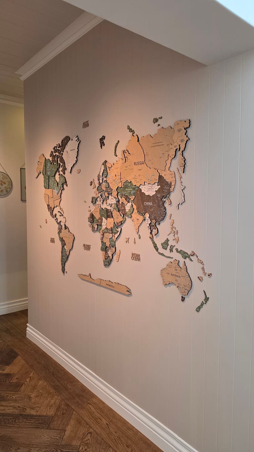 Customer photo review of Wooden World Map -Scandi Style