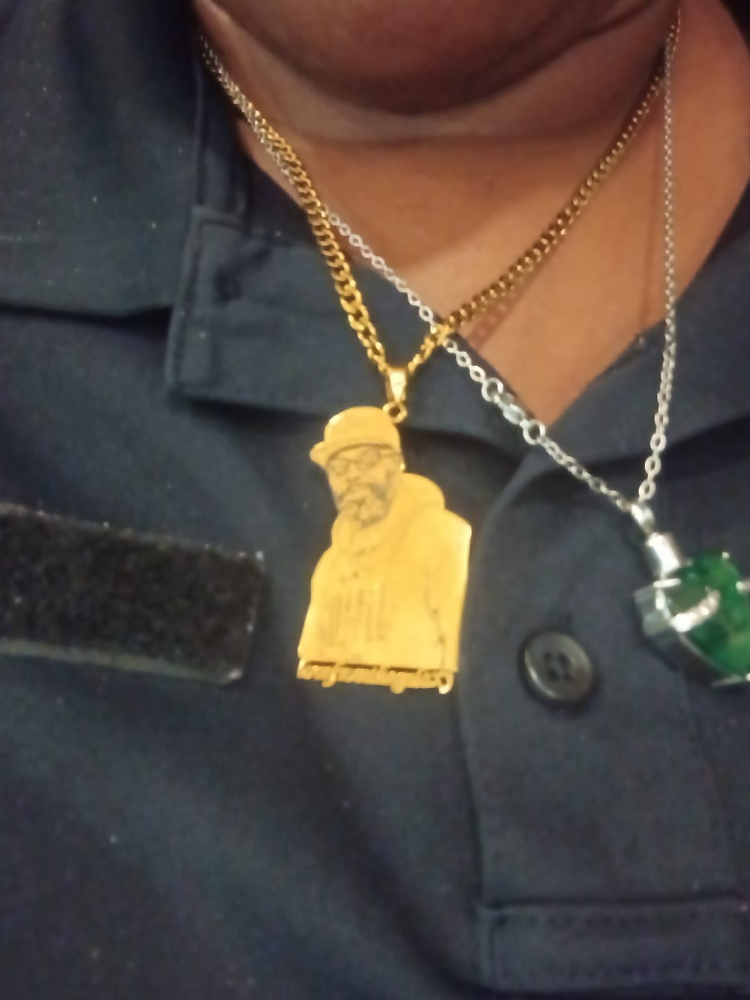 Customer photo review of Custom Photo Engraved Pendant Necklace