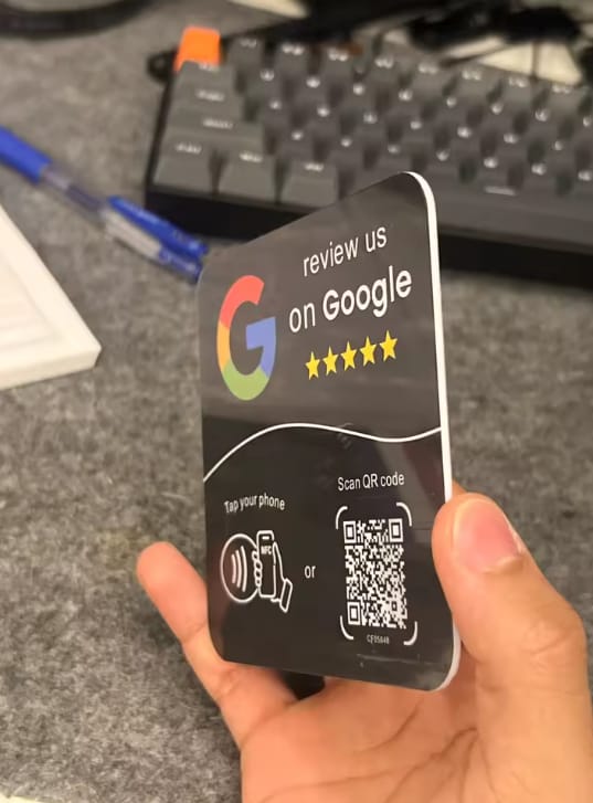 Customer photo review of Placa NFC para reseñas de Google