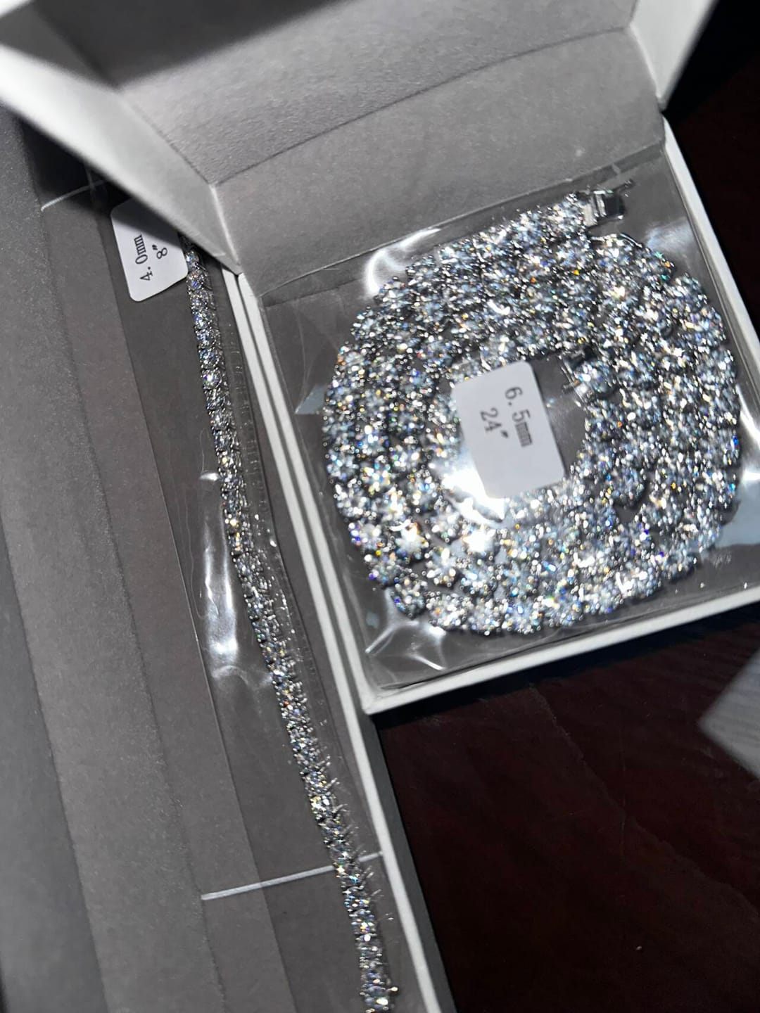 Customer photo review of 2mm 3mm 4mm 5mm 6.5mm Moissanite Tennis Necklace, 925 Silver Gold-Plated