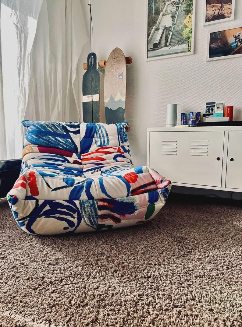 Customer photo review of Fauteuil Relax Graffiti en Tissu Suède