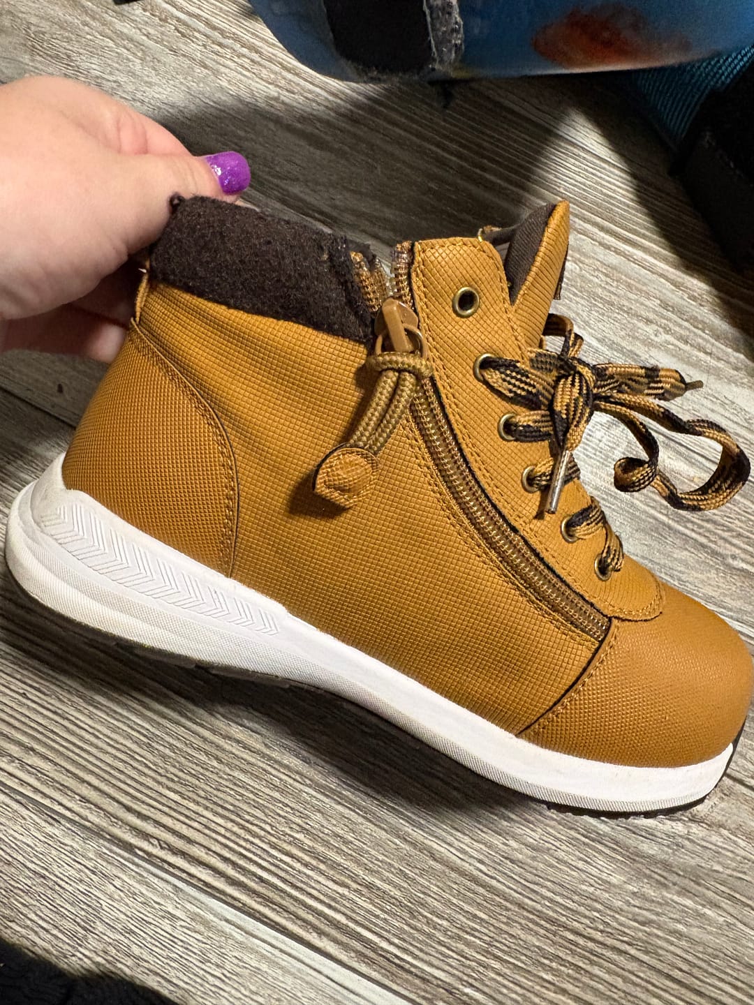 Customer photo review of Rugged Tan BILLY Goat Dual Zipper High Tops