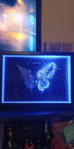Customer photo review of Cyber Butterfly Wall Art – Fluttering Light LED Frame