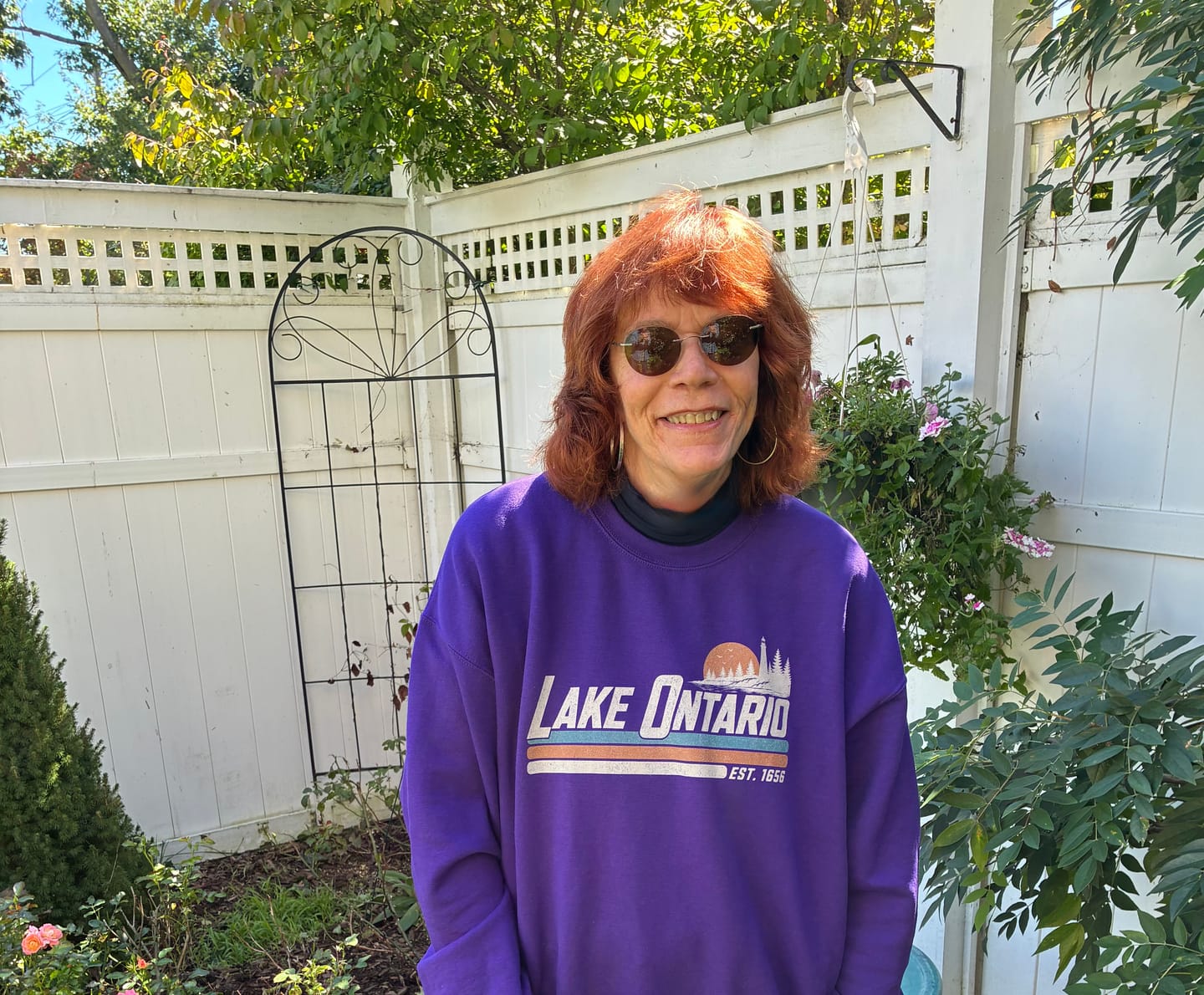 Customer photo review of Lake Ontario Retro Stripe Sweatshirt