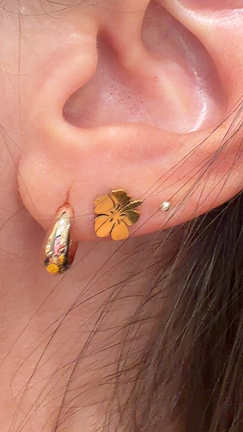 Customer photo review of 18K Plated Flor de Maga Post Earrings