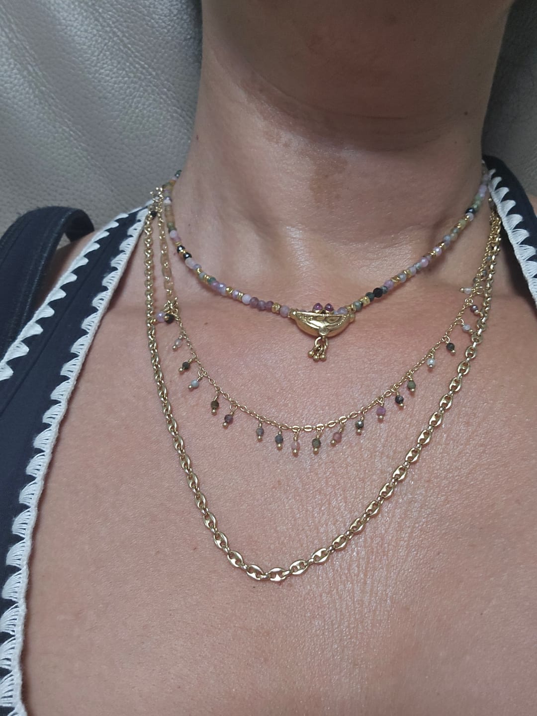 Customer photo review of סט שרשראות מהרני טורמלין אבטיח