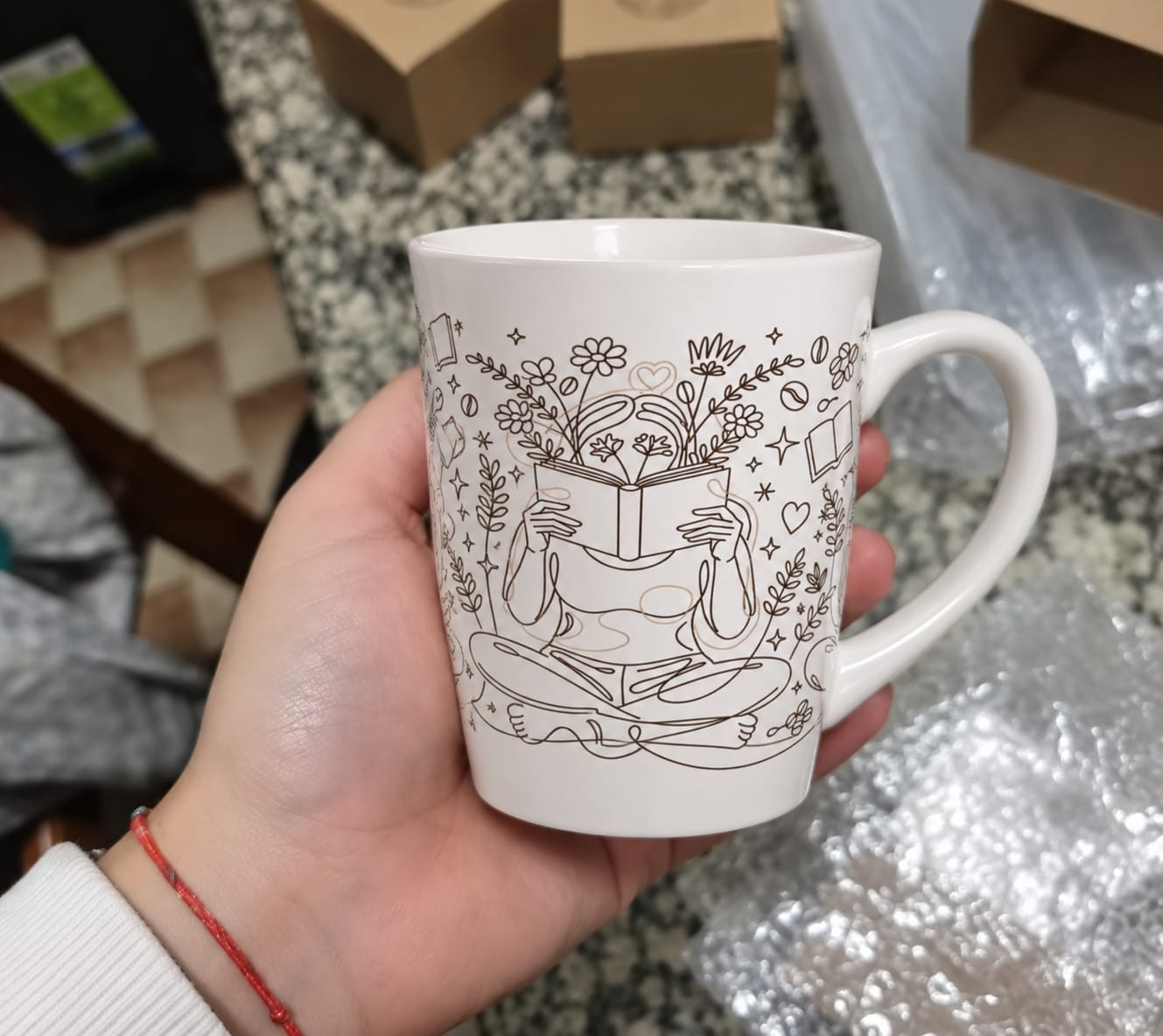 Customer photo review of Lost in the Pages Latte Mug