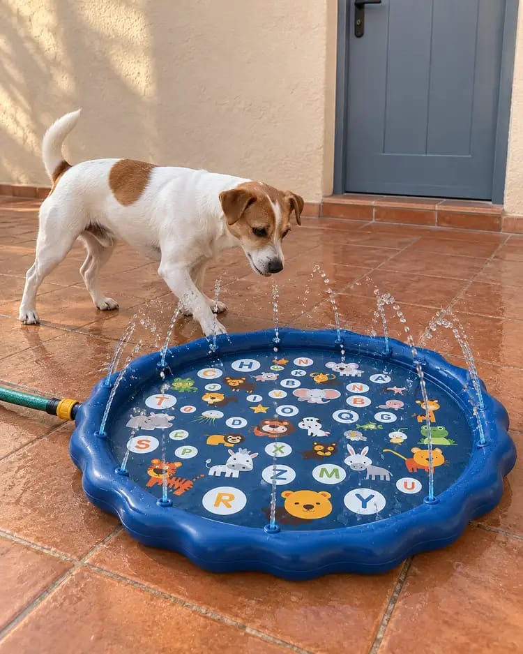Customer photo review of AquaPaw Dog Splash Pad & Sprinkler Mat