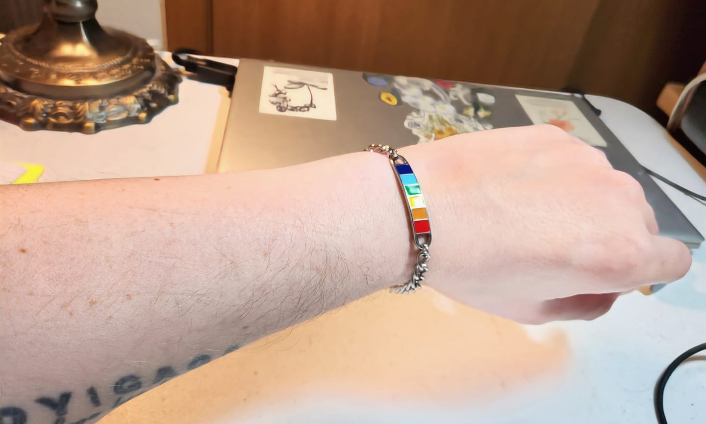 Customer photo review of Stainless Steel Rainbow Bracelet