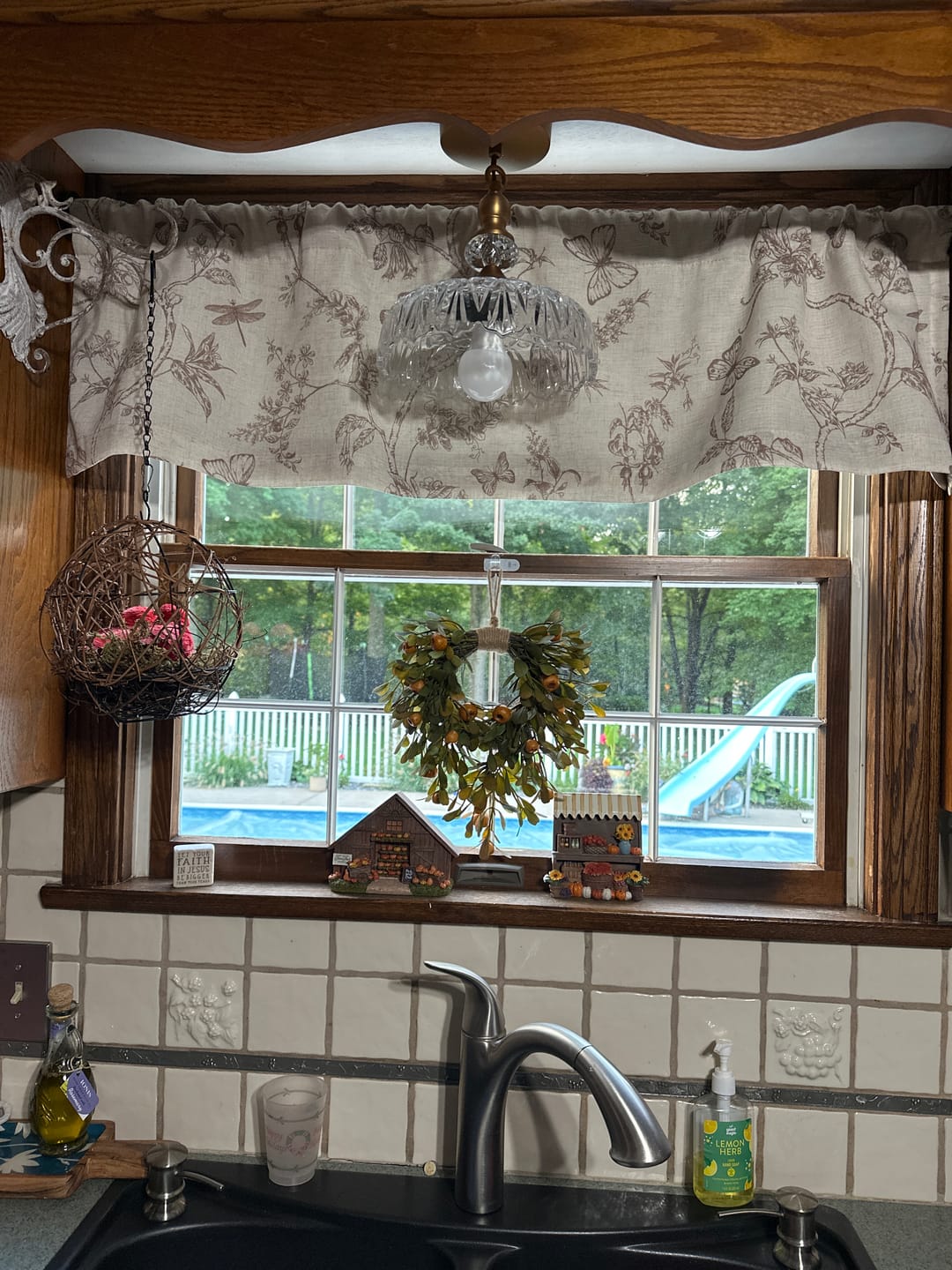 Customer photo review of Botanical Butterfly Print Linen Valance