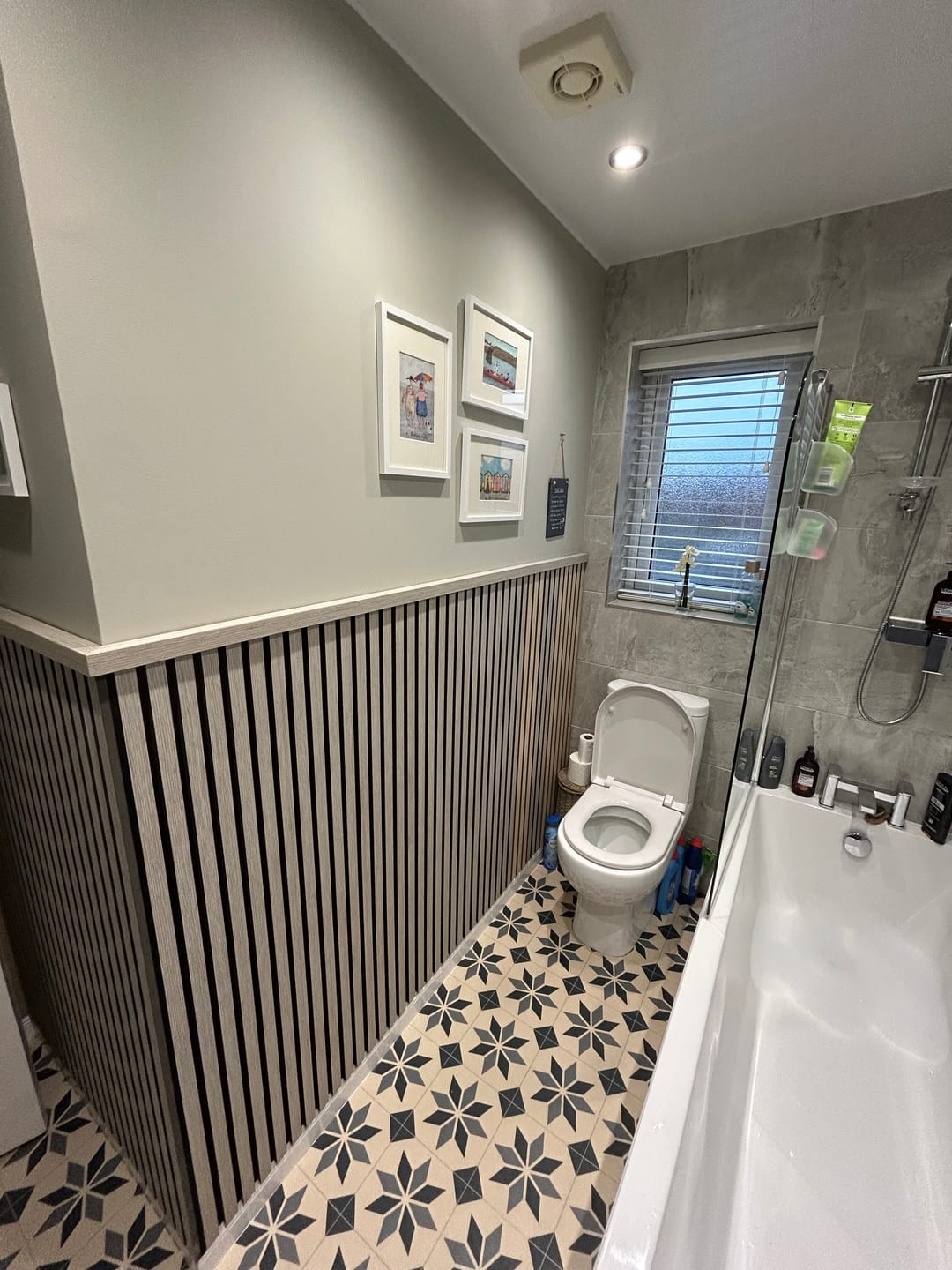 Customer photo review of SlatWall Grey Oak Top Trim