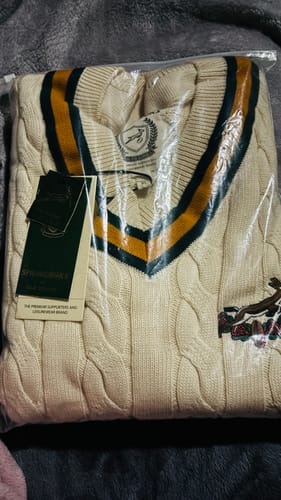 Customer photo review of Springboks 95 LS V-neck Knit-Ivory