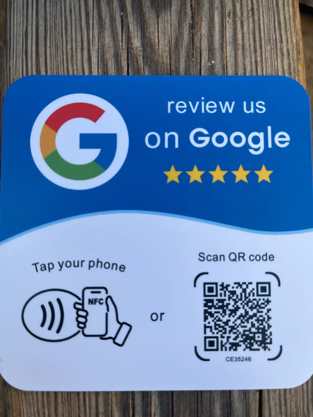 Customer photo review of Placa NFC para reseñas de Google