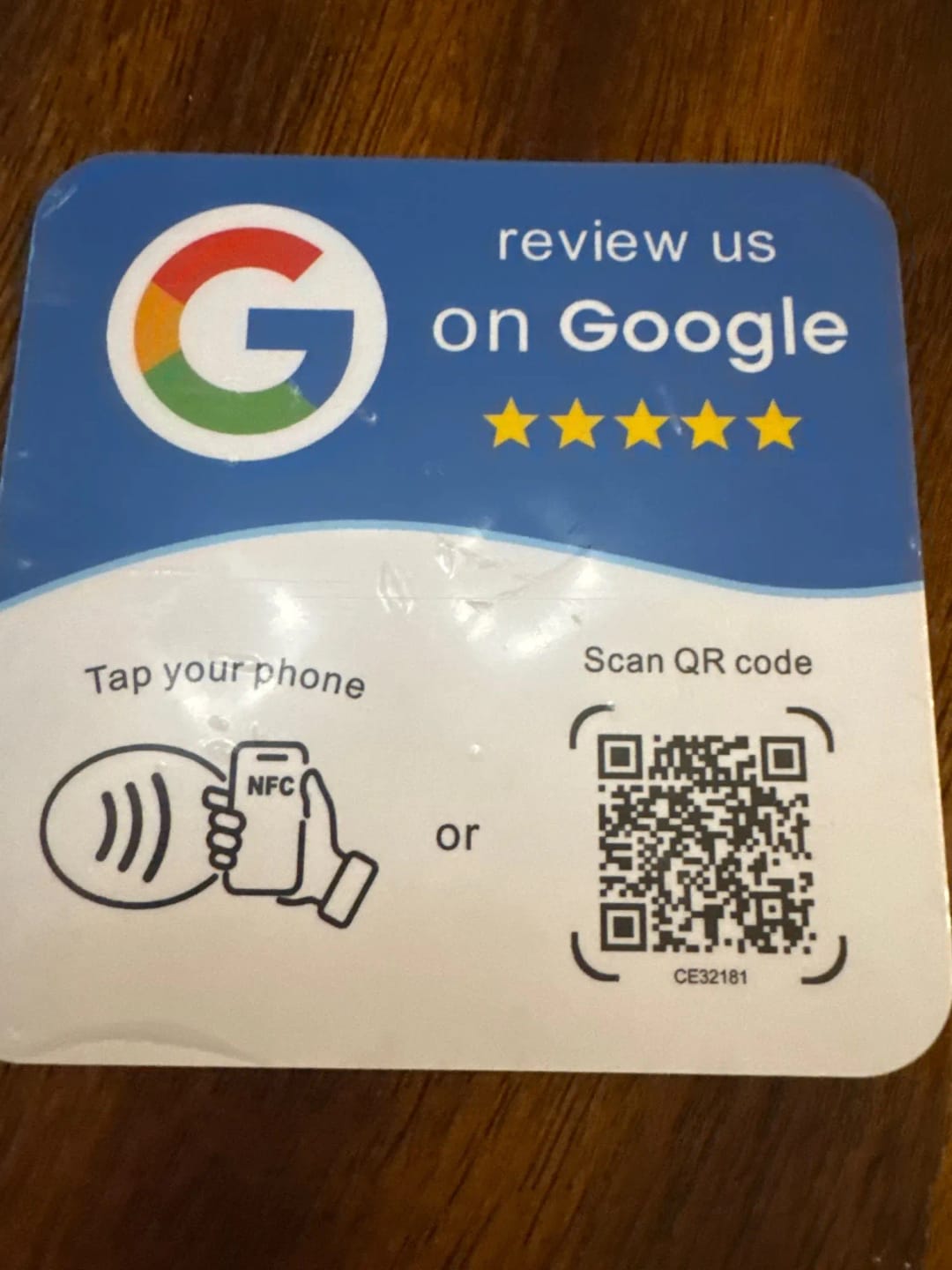 Customer photo review of Placa NFC para reseñas de Google