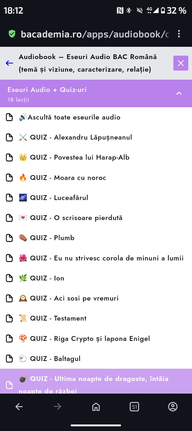 Customer photo review of Audiobook – Eseuri Audio BAC Română (temă și viziune, caracterizare, relație) + Quiz-uri