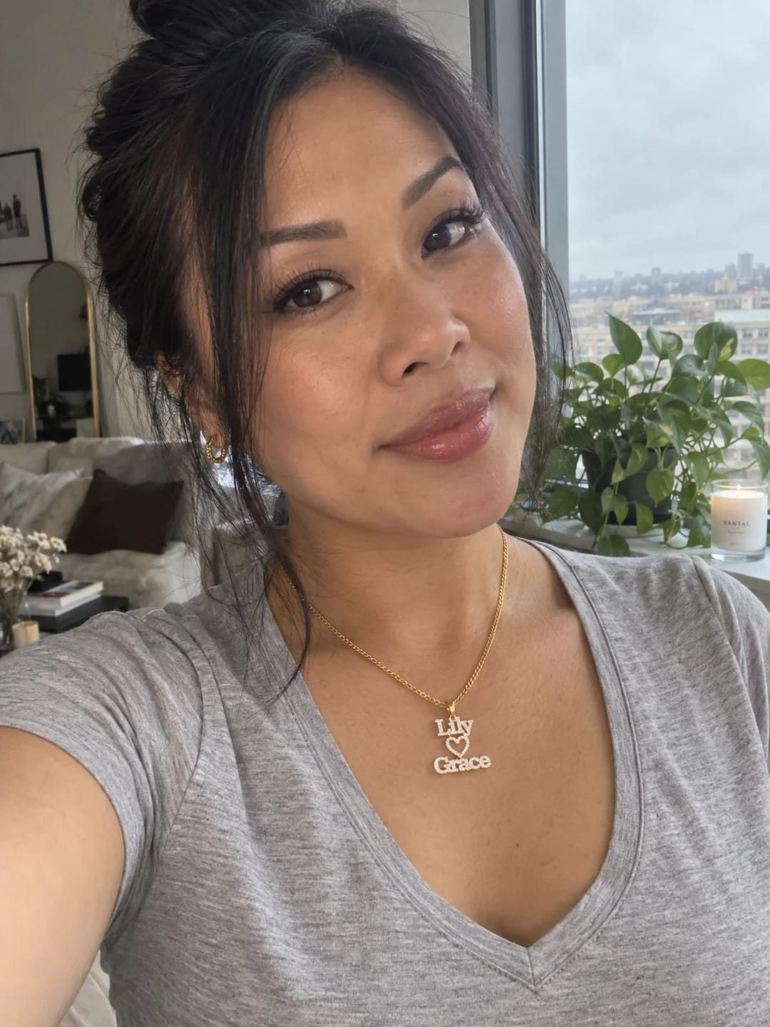 Customer photo review of Personalized Iced Two Name Heart Necklace