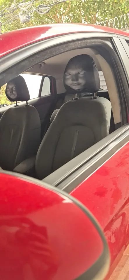 Customer photo review of SpookSeat™ Spooky Car Headrest Covers