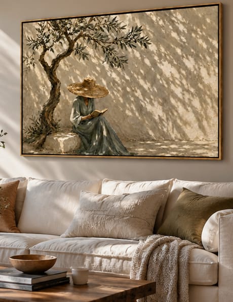 Customer photo review of Olive Shade-Reading Woman Painting