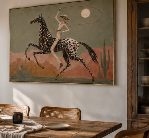 Customer photo review of Mesa Loop-Spotted Horse Cowgirl Painting