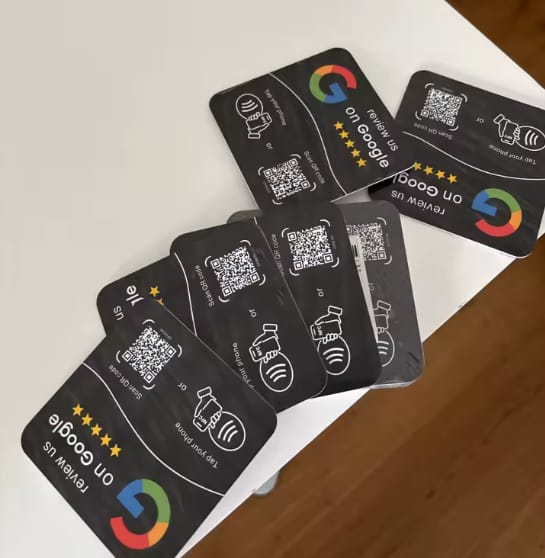 Customer photo review of Placa NFC para reseñas de Google