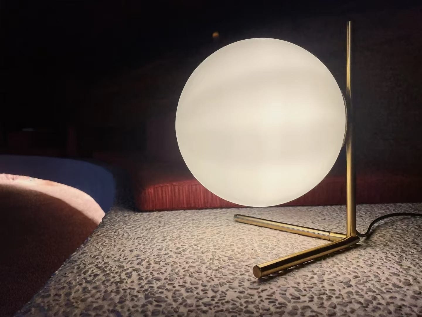 Customer photo review of Sloped Globe Glass Table Lamp