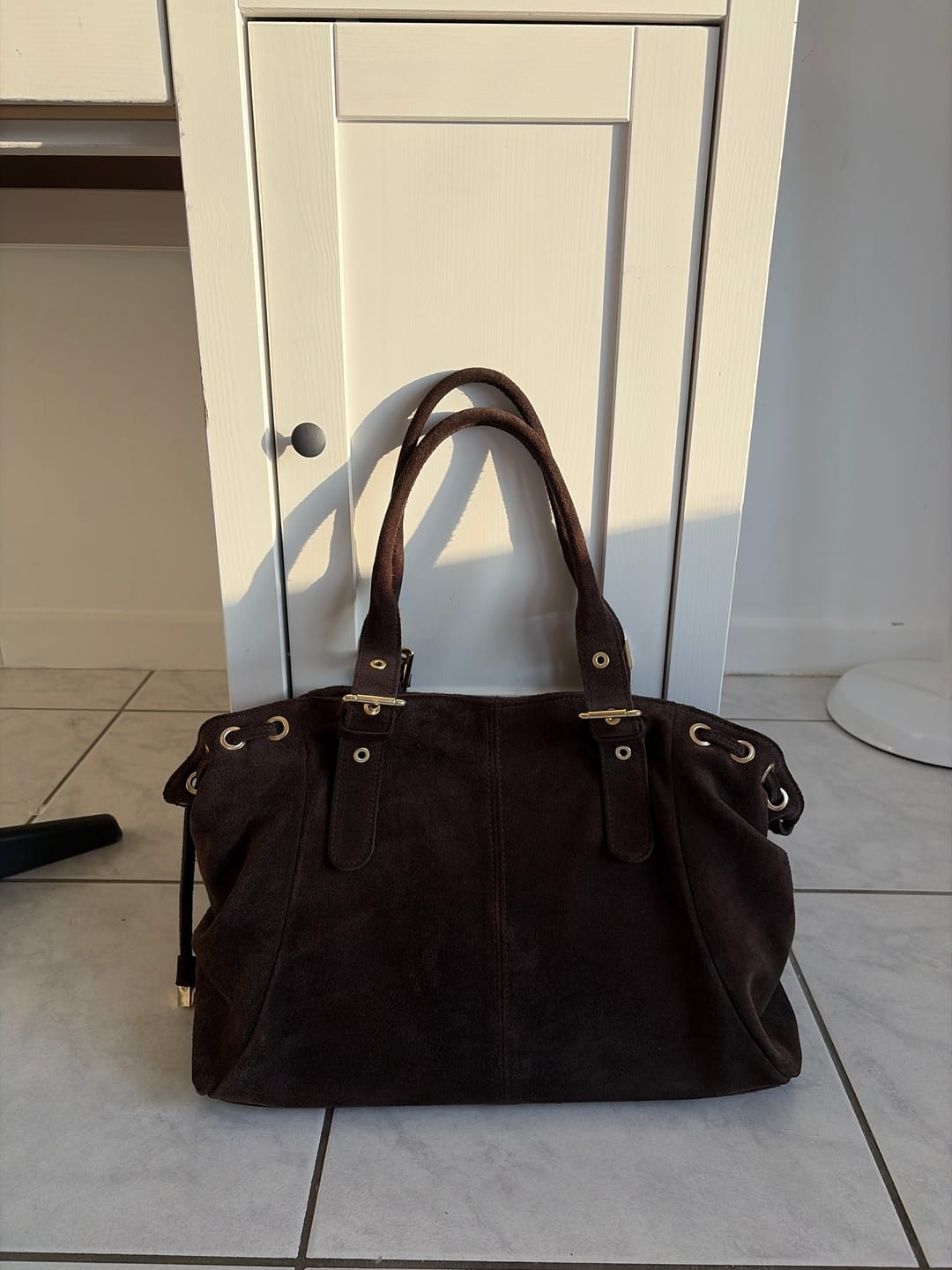Customer photo review of Suède Muse bag espresso