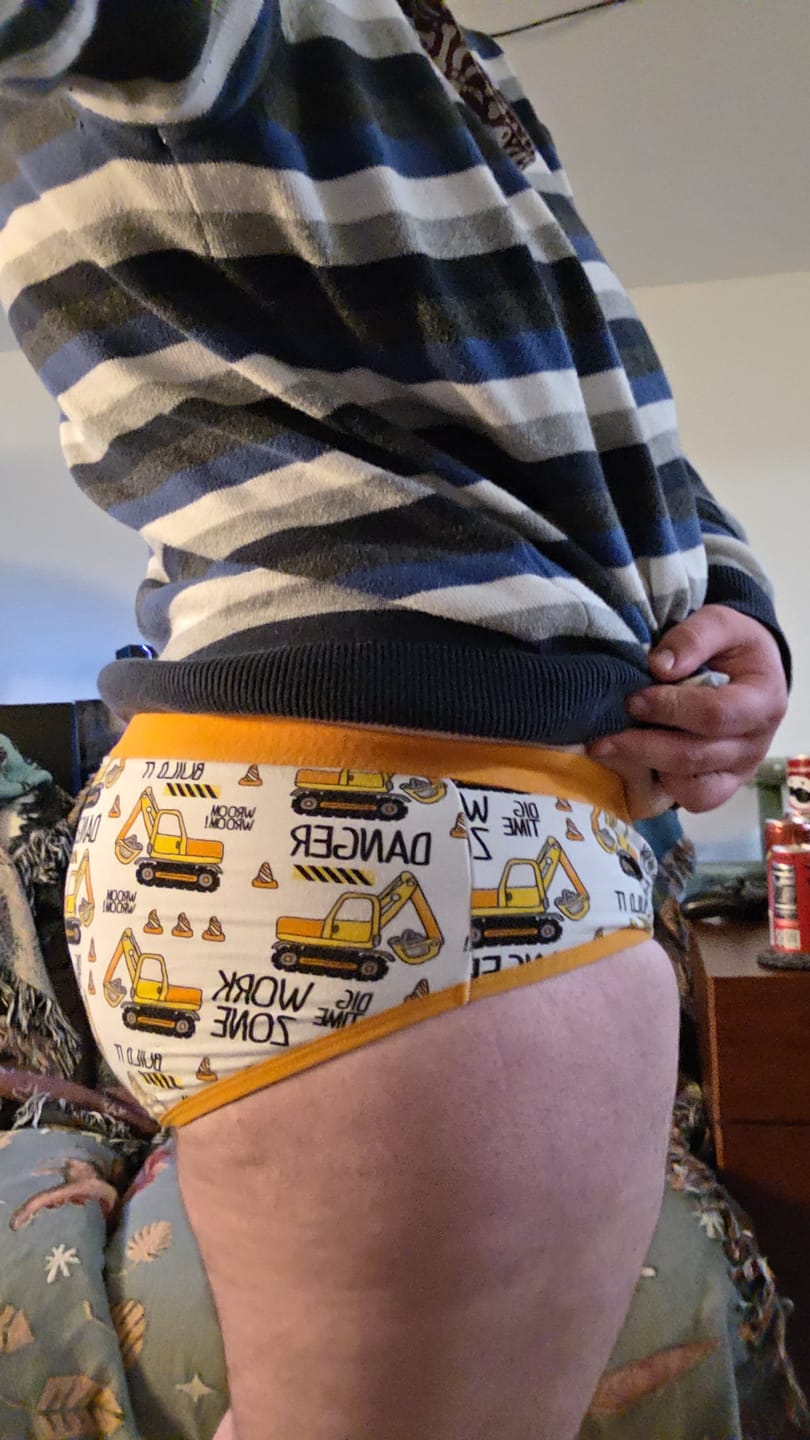 Customer photo review of Men's Little Kid "Construction" Design Briefs (Collection #4)