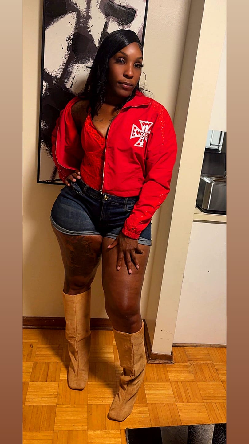 Customer photo review of Mixed Emotions Classic Nylon Jacket Red