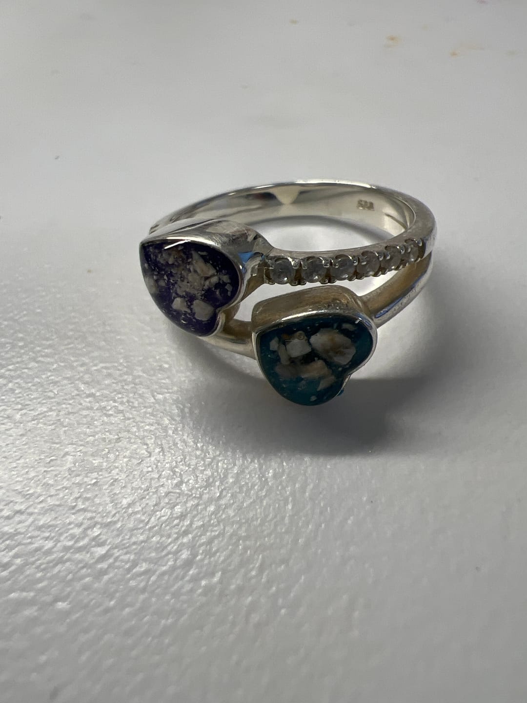 Customer photo review of Double Heart Cremation Ring