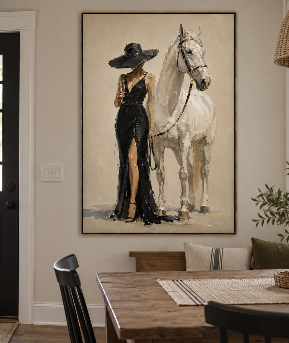 Customer photo review of Midnight Equestrian-Woman and White Horse Painting