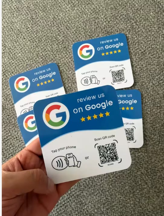Customer photo review of Placa NFC para reseñas de Google
