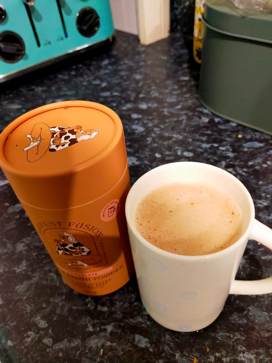 Customer photo review of Chocolate Bone Broth Powder