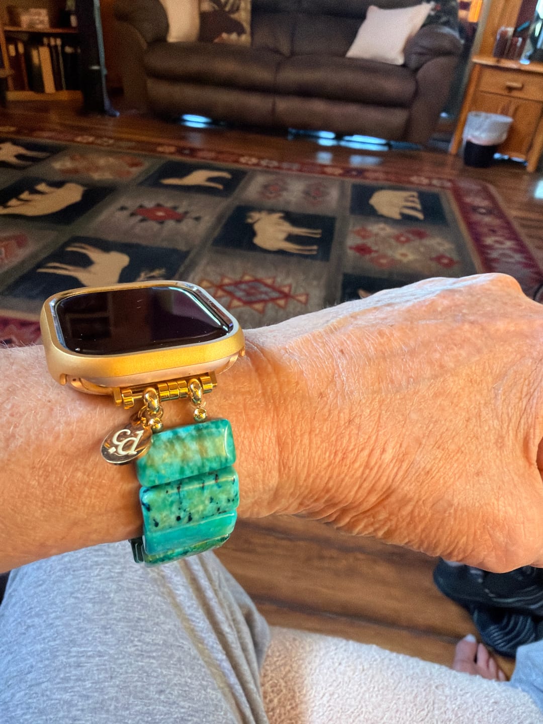 Customer photo review of Jade Serenity Stretch Apple Watch Strap