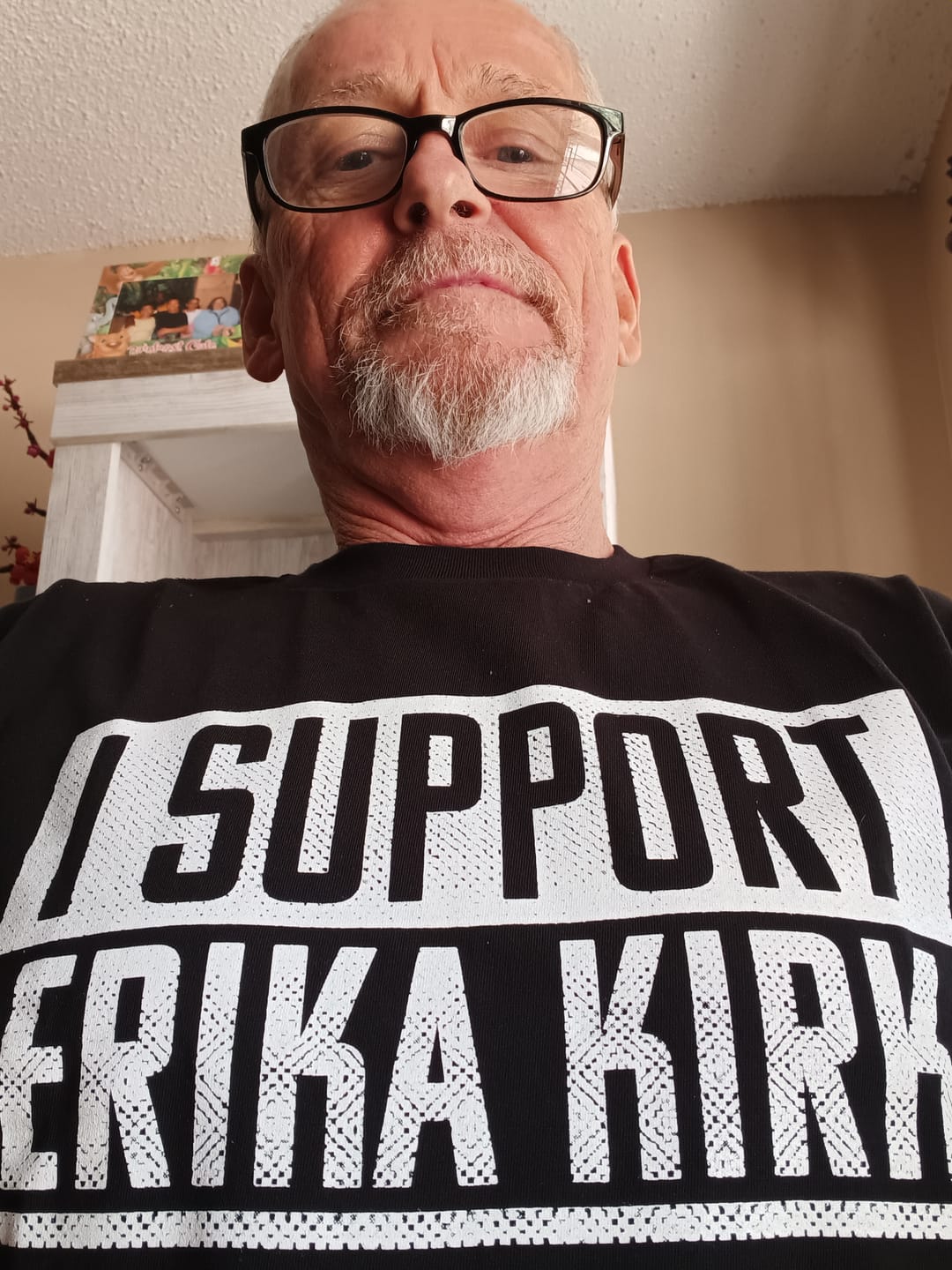 Customer photo review of I Support Erica Kirk T-shirt