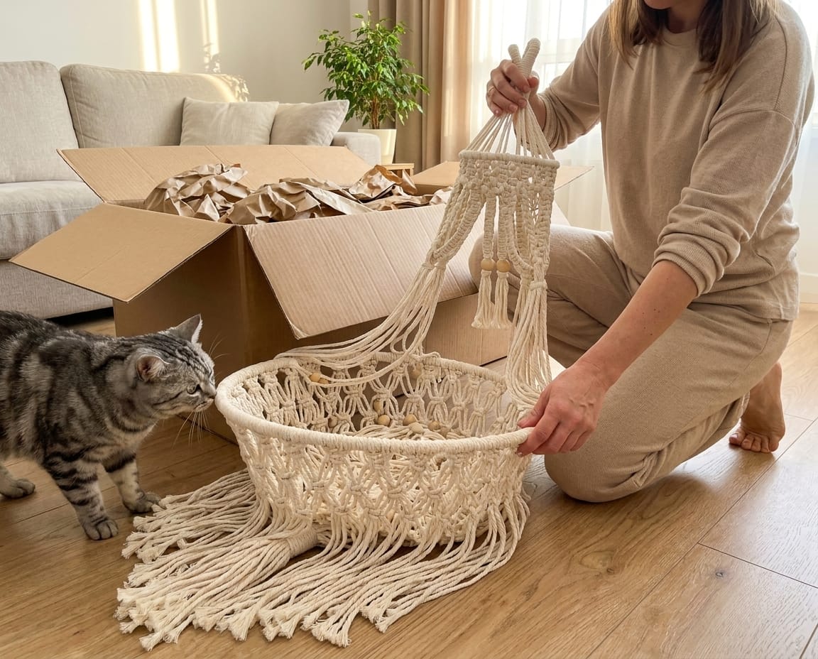 Customer photo review of Cozyy™  Handwoven Cat Bed