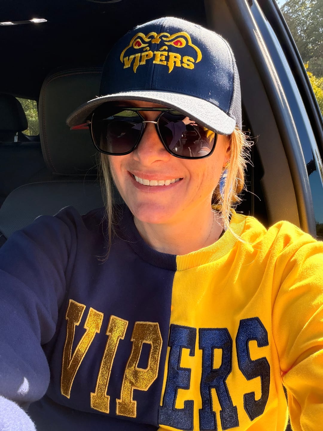 Customer photo review of Custom Glitter Embroidered Two Tone Sweatshirt | Gifts for Sports Mom