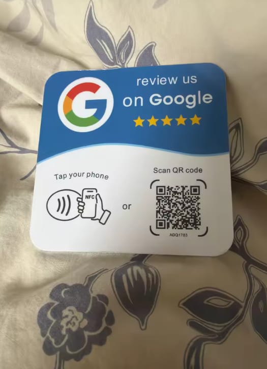 Customer photo review of Placa NFC para reseñas de Google