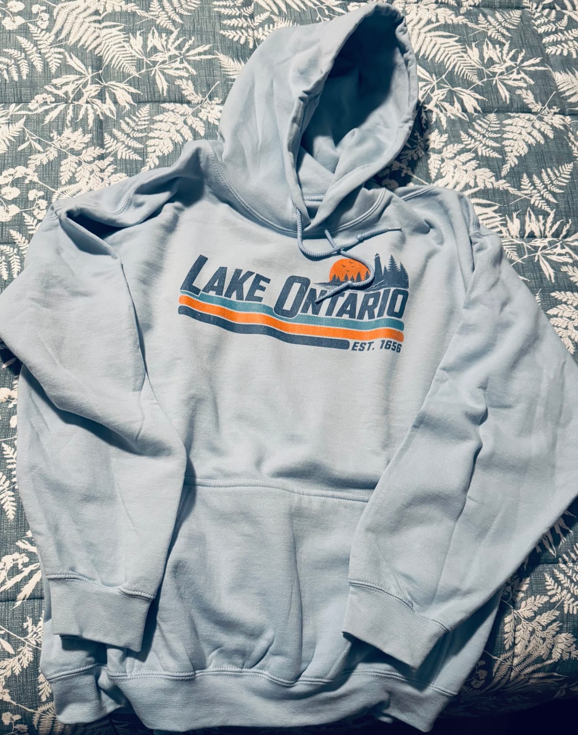 Customer photo review of Lake Ontario Retro Stripe Hoodie
