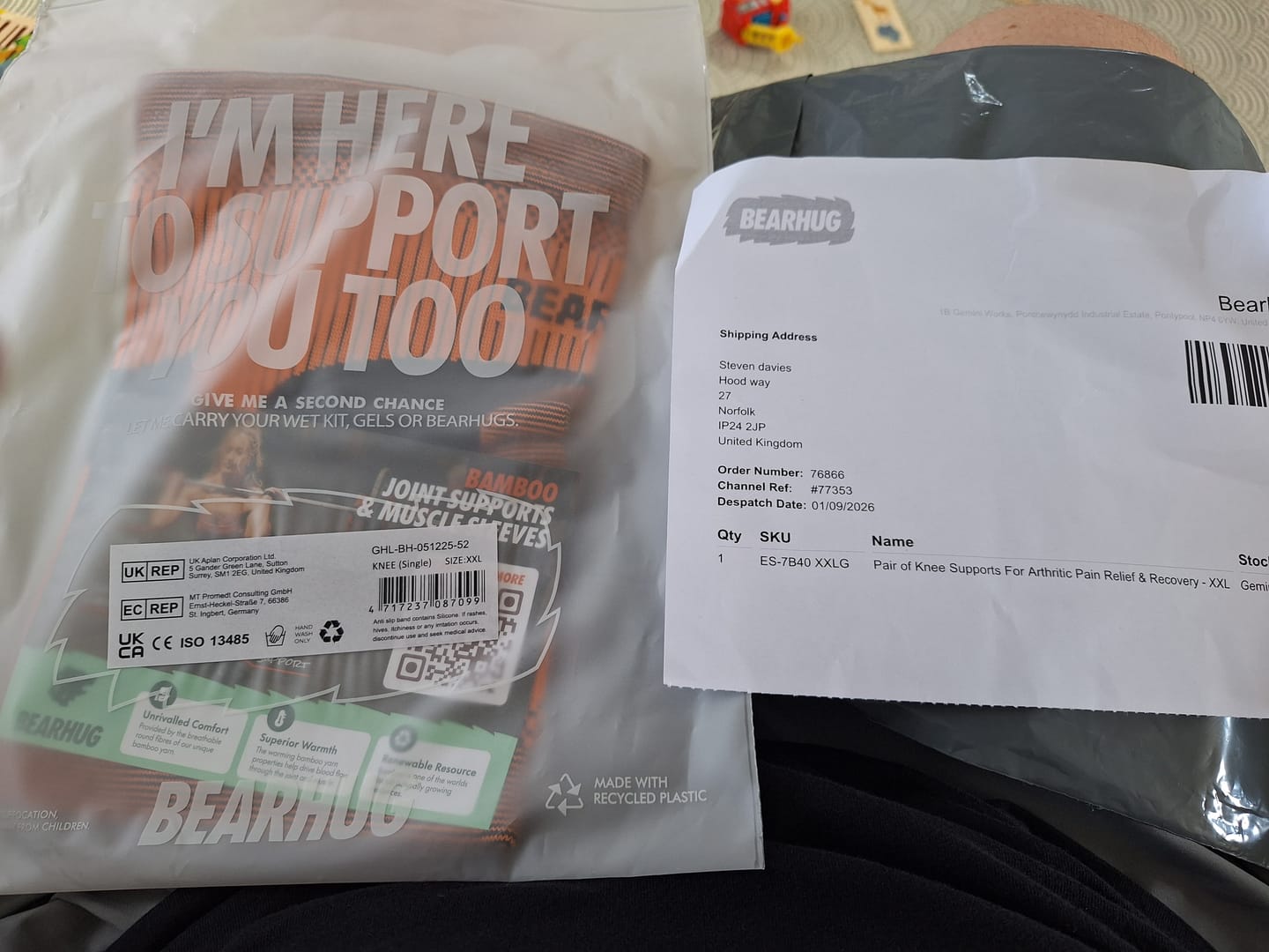 Customer photo review of Pair of Knee Supports For Arthritic Pain Relief & Recovery