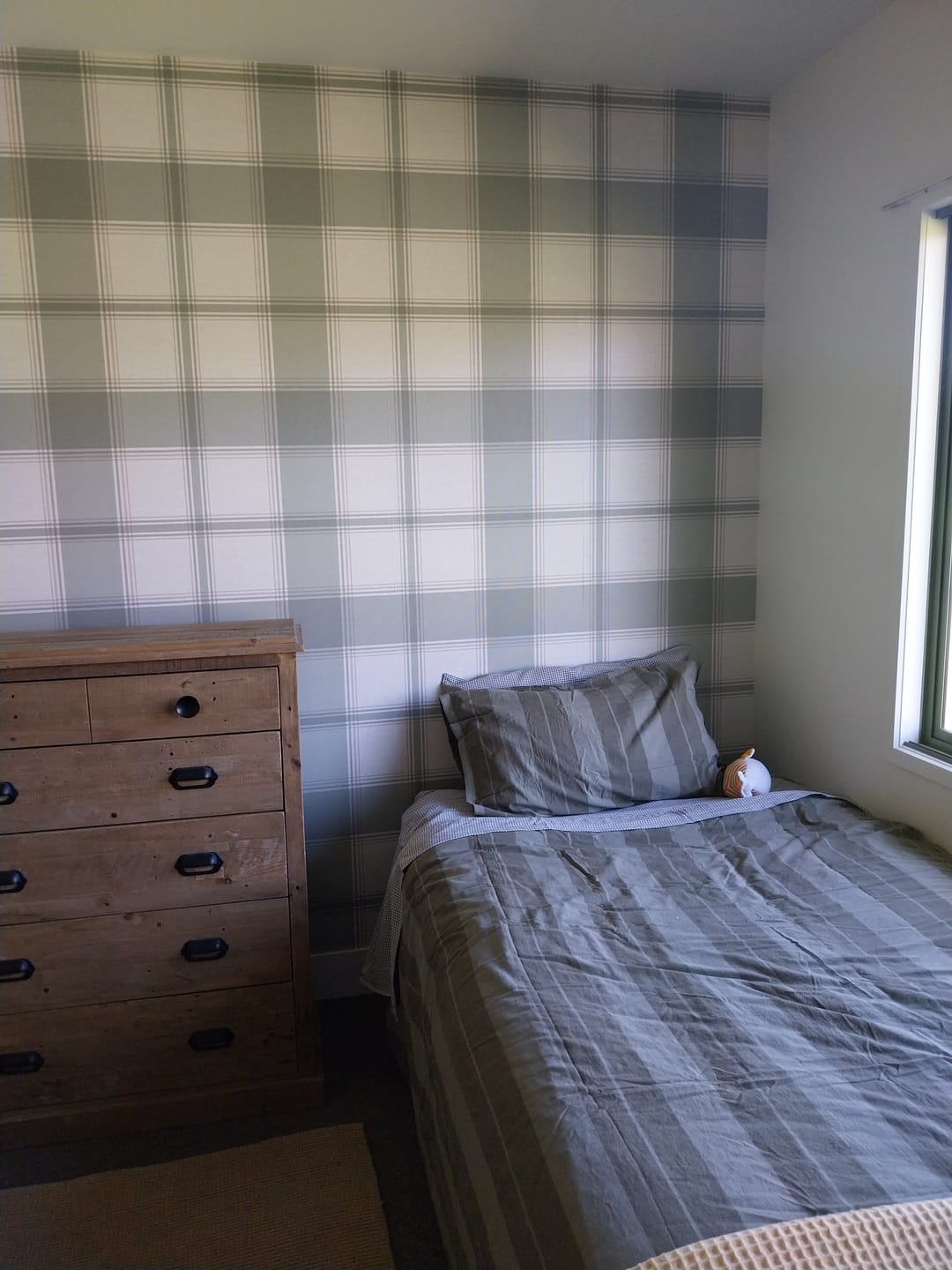 Customer photo review of Carmella Check Wallpaper (Vinyl) - Green