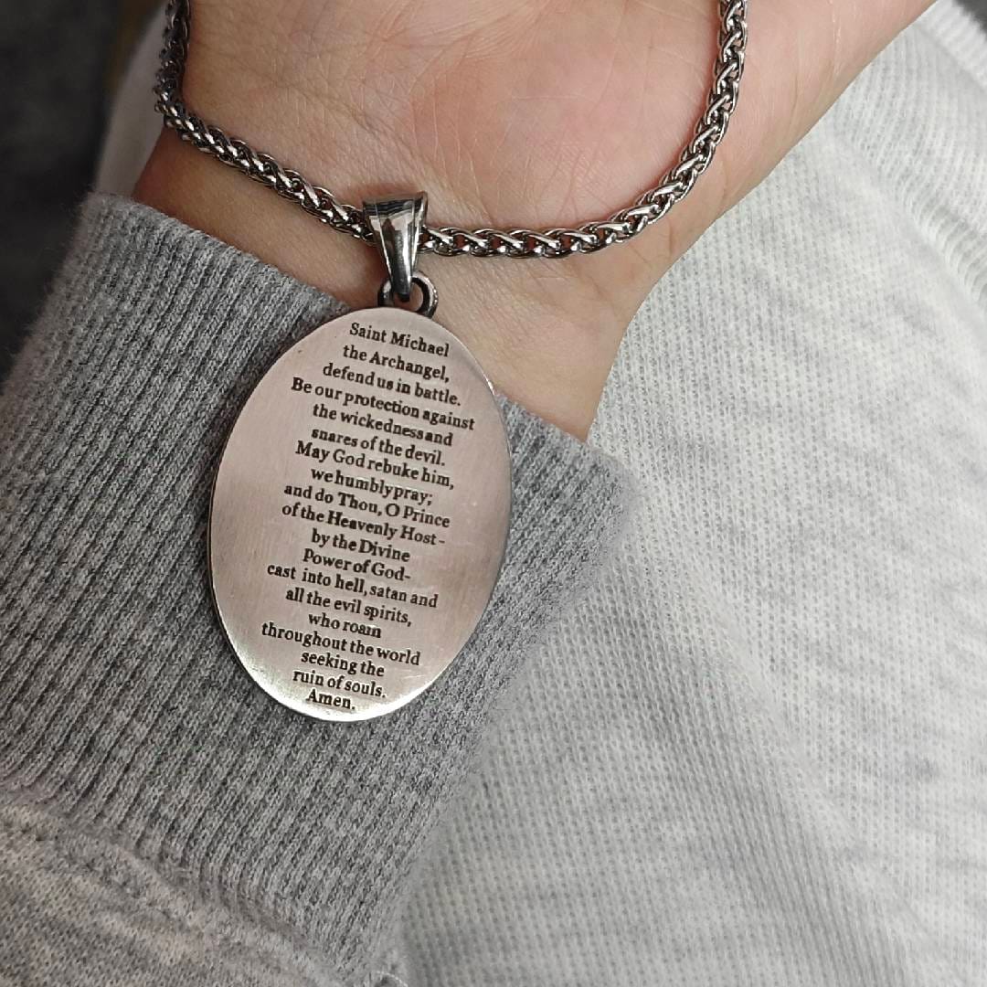 Customer photo review of Saint Michael Necklace