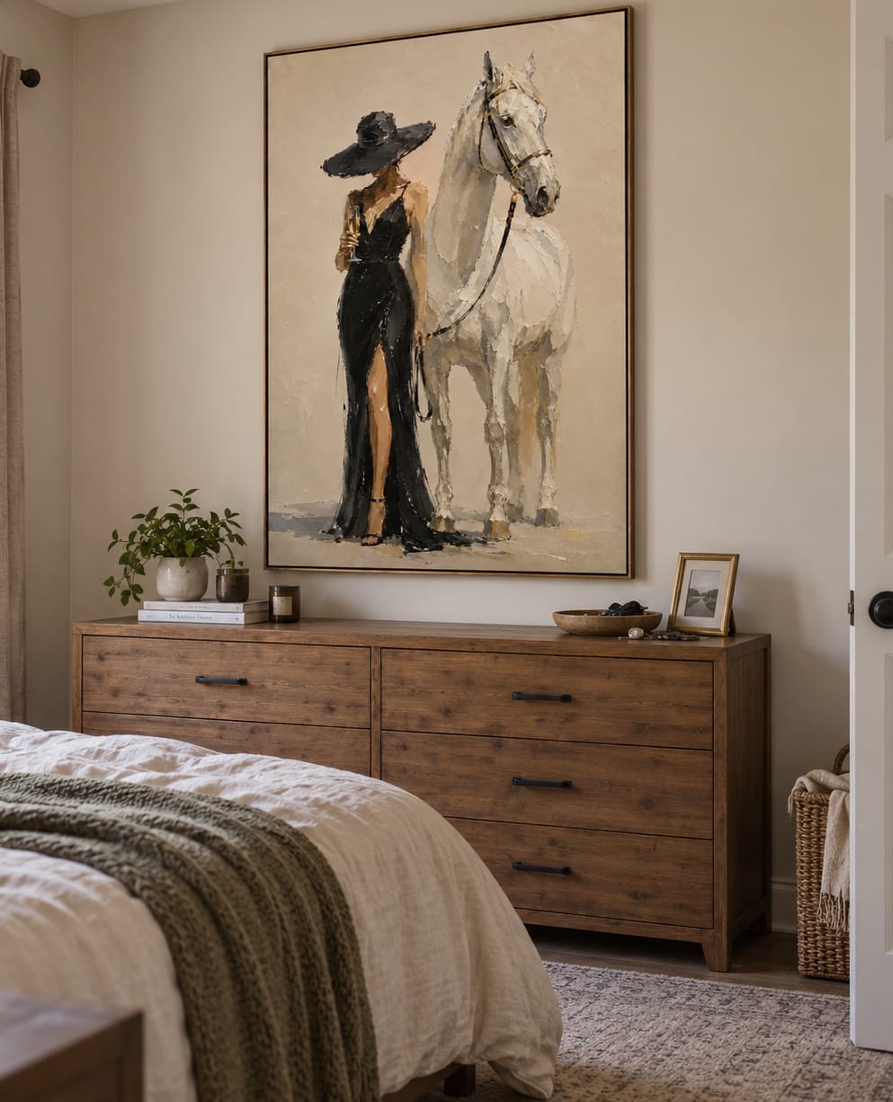 Customer photo review of Midnight Equestrian-Woman and White Horse Painting